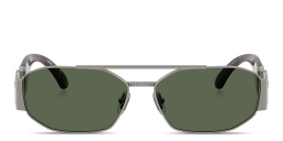 Shop VERSACE Medusa Irregular Sunglasses in Gunmetal online.