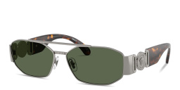 Shop VERSACE Medusa Irregular Sunglasses in Gunmetal online.