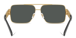 Shop VERSACE Greca Rectangle Sunglasses in Gold online.