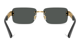 Shop VERSACE Greca Rimless Rectangle Sunglasses in Gold online.