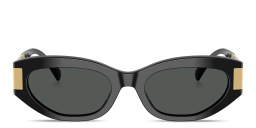 Shop VERSACE Greca Cat-Eye Sunglasses in Black online.