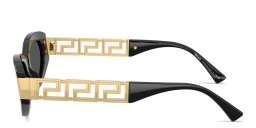 Shop VERSACE Greca Cat-Eye Sunglasses in Black online.