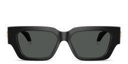 Shop VERSACE Medusa Square Sunglasses in Black online.