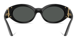 Shop VERSACE Medusa Oval Sunglasses in Black online.