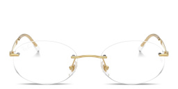 Shop Ray-Ban Optics Unisex Rimless Oval Eyeglasses in Arista Gold online.