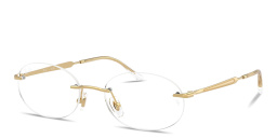Shop Ray-Ban Optics Unisex Rimless Oval Eyeglasses in Arista Gold online.
