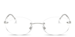 Shop Ray-Ban Optics Unisex Rimless Oval Eyeglasses in Silver online.