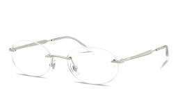 Shop Ray-Ban Optics Unisex Rimless Oval Eyeglasses in Silver online.