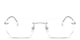 Shop Ray-Ban Optics Unisex Rimless Irregular Eyeglasses in Silver online.