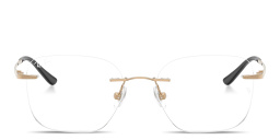 Shop Ray-Ban Titanium Optics Unisex Rimless Square Eyeglasses in Rose Gold online.
