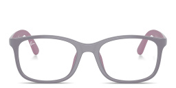 Shop Ray-Ban Optics Kids Bio-Based Pillow Eyeglasses in Purple On Rubber Pink online.