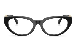 Shop VERSACE Greca Cat-Eye Eyeglasses in Black online.