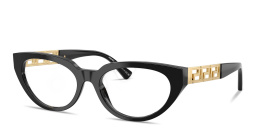Shop VERSACE Greca Cat-Eye Eyeglasses in Black online.