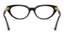 Shop VERSACE Greca Cat-Eye Eyeglasses in Black online.