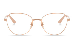 Shop VERSACE Engraved Logo Wide Panthos Eyeglasses in Rose Gold online.