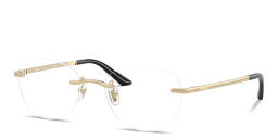 Shop VERSACE Engraved Logo Wide Rimless Irregular Eyeglasses in Pale Gold online.