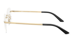 Shop VERSACE Engraved Logo Wide Rimless Irregular Eyeglasses in Pale Gold online.