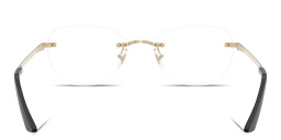 Shop VERSACE Engraved Logo Wide Rimless Irregular Eyeglasses in Pale Gold online.