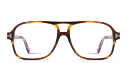 Shop TOM FORD T Logo Wide Aviator Eyeglasses in Havana online.