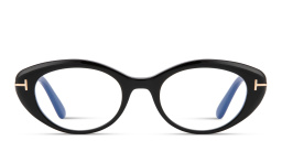 Shop TOM FORD T Logo Oval Eyeglasses in Black online.