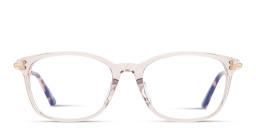 Shop TOM FORD T Logo Unisex Square Eyeglasses in Transparent Light Pink online.