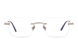 Shop TOM FORD T Logo Unisex Rimless Rectangle Eyeglasses in Silver online.