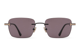 Shop TOM FORD Jake Unisex Rimless Rectangle Sunglasses in Black online.