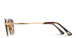 Shop TOM FORD Jake Unisex Rimless Rectangle Sunglasses in Gold online.