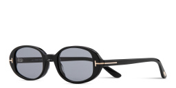 Shop TOM FORD Iggy Oval Sunglasses in Black online.