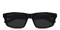 Shop BALENCIAGA Soho Rectangle AF Sunglasses in Black online.