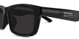 Shop BALENCIAGA Soho Rectangle AF Sunglasses in Black online.