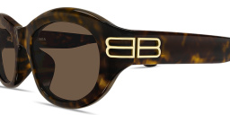 Shop BALENCIAGA BB Oval Sunglasses in Havana online.