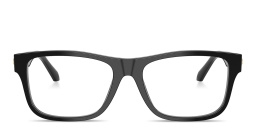 Shop VERSACE Medusa Wide Square Eyeglasses in Black online.