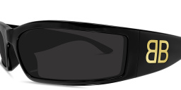 Shop BALENCIAGA BB Unisex Wide Mask Sunglasses in Black online.