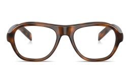 Shop PRADA Logo Signature Aviator Eyeglasses in Tortoise online.