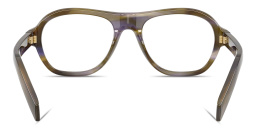 Shop PRADA Logo Signature Aviator Eyeglasses in Brown Blue online.