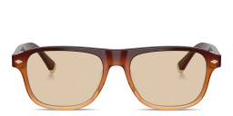 Shop BRUNELLO CUCINELLI Intarsia Rays Wide Pillow Eyeglasses in Gradient Brown online.