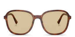 MIU MIU Vertical Logo Oversized Square Sunglasses in Striped Tobacco – Product Photo 1