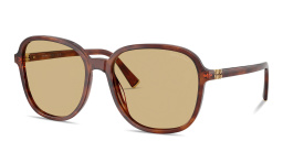 MIU MIU Vertical Logo Oversized Square Sunglasses in Striped Tobacco – Product Photo 2