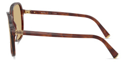 MIU MIU Vertical Logo Oversized Square Sunglasses in Striped Tobacco – Product Photo 3