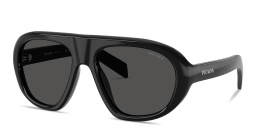 Shop PRADA Logo Signature Irregular Sunglasses in Black online.