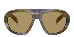 Shop PRADA Logo Signature Irregular Sunglasses in Striped Laguna online.