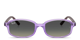 Shop Ray-Ban Logo Kids Irregular Sunglasses in Transparent Violet online.