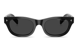 Shop PRADA Logo Signature Cat-Eye Sunglasses in Black online.