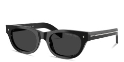 Shop PRADA Logo Signature Cat-Eye Sunglasses in Black online.