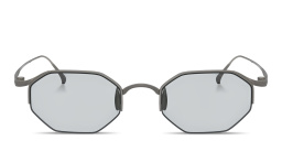 Shop GIORGIO ARMANI Logo Signature Half-Rim Rectangle Sunglasses in Matte Gunmetal online.
