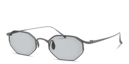 Shop GIORGIO ARMANI Logo Signature Half-Rim Rectangle Sunglasses in Matte Gunmetal online.