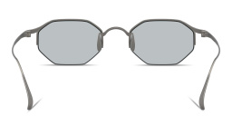 Shop GIORGIO ARMANI Logo Signature Half-Rim Rectangle Sunglasses in Matte Gunmetal online.