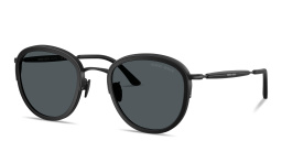 Shop GIORGIO ARMANI Logo Signature Panthos Sunglasses in Matte Black online.