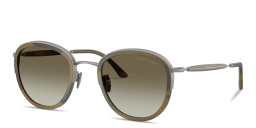 Shop GIORGIO ARMANI Logo Signature Panthos Sunglasses in Matte Gunmetal online.